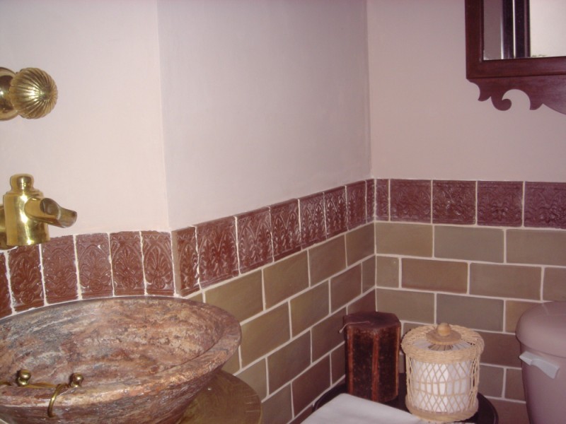 Patio Half Bath Handmade Tle Wainscote
